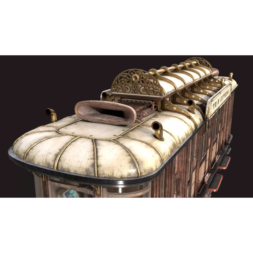Fly Fantastic Train 3D Model – High Poly PBR Transport Asset, FBX, OBJ - View 15
