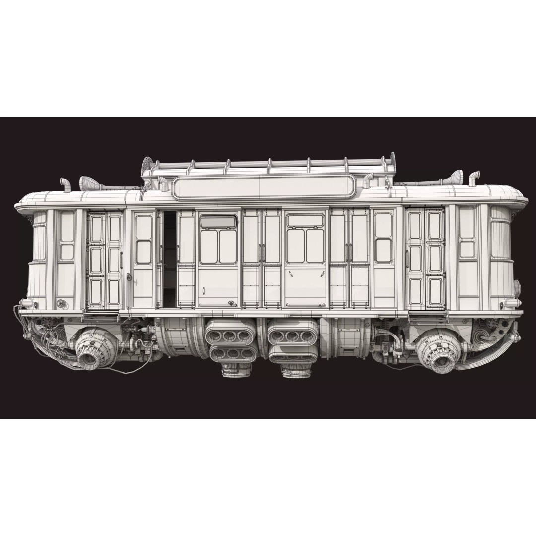 Fly Fantastic Train 3D Model – High Poly PBR Transport Asset, FBX, OBJ - View 19