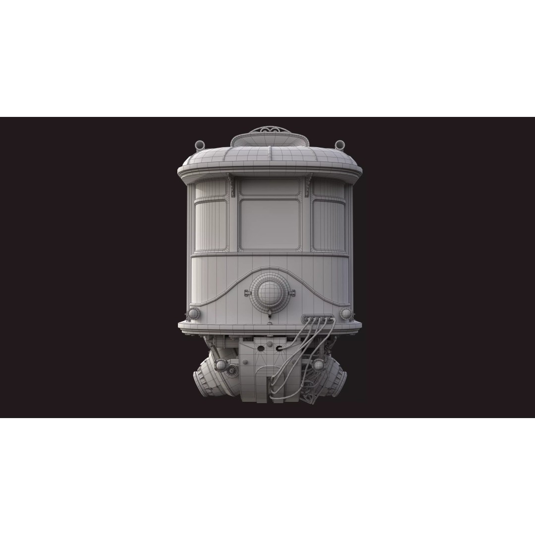 Fly Fantastic Train 3D Model – High Poly PBR Transport Asset, FBX, OBJ - View 20