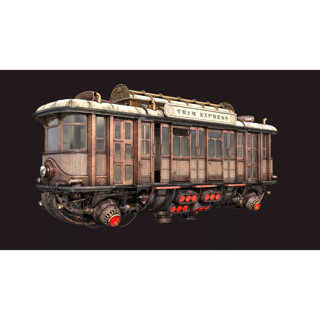 Fly Fantastic Train 3D Model – High Poly PBR Transport Asset, FBX, OBJ - View 5