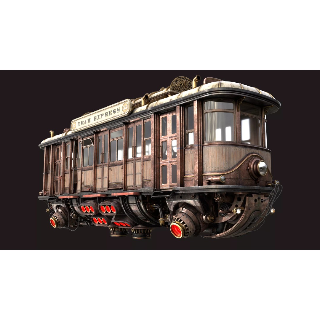 Fly Fantastic Train 3D Model – High Poly PBR Transport Asset, FBX, OBJ - View 6