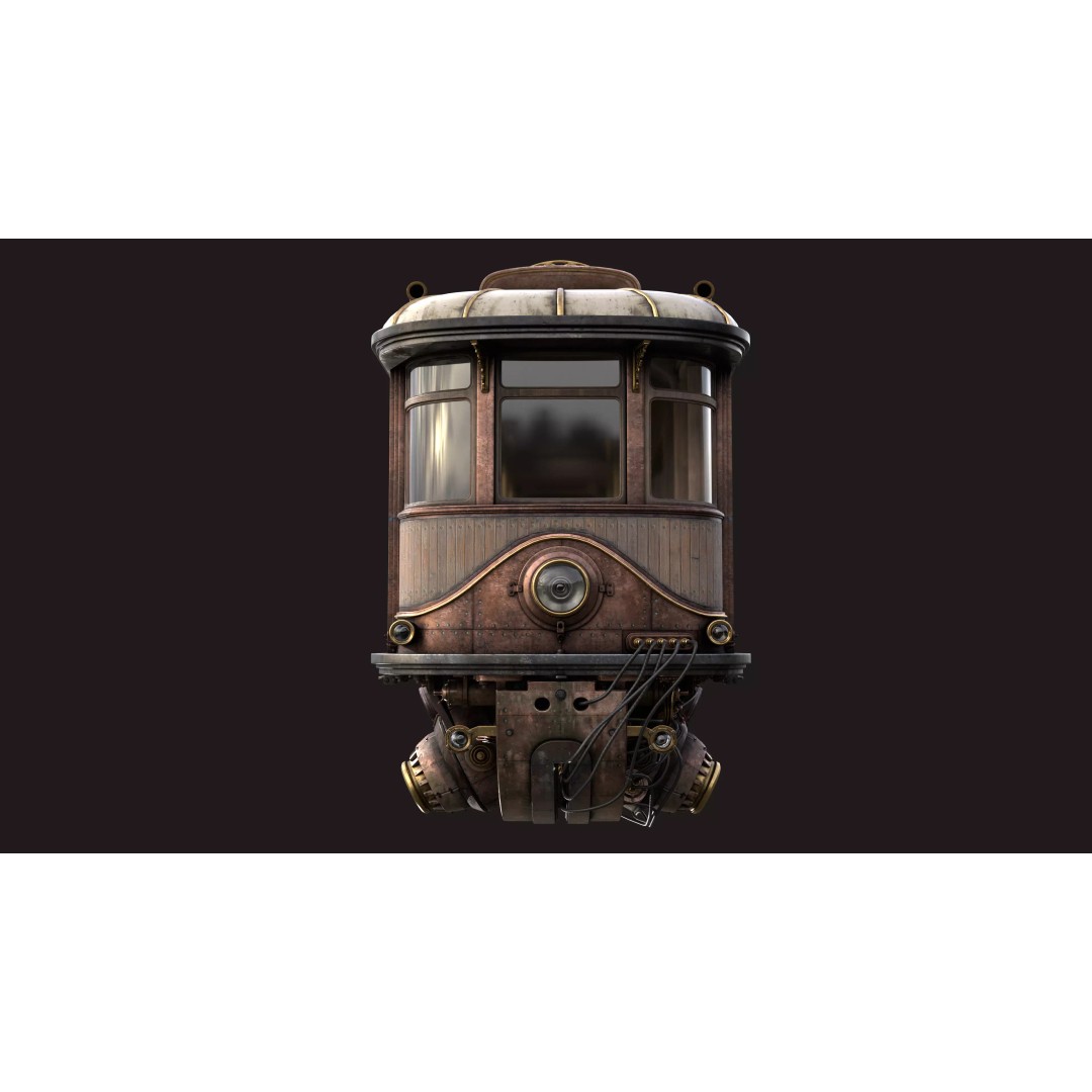 Fly Fantastic Train 3D Model – High Poly PBR Transport Asset, FBX, OBJ - View 7