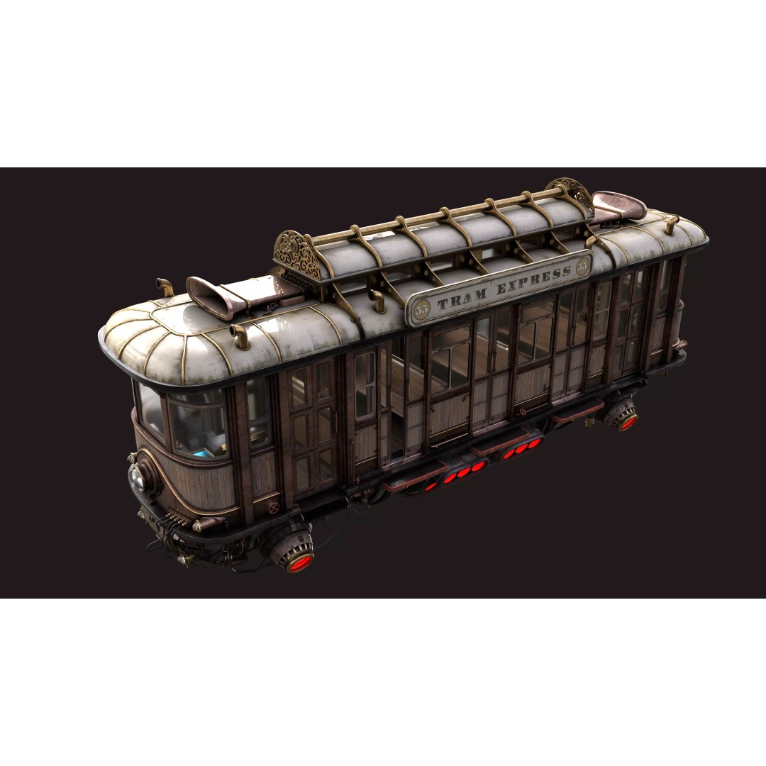 Fly Fantastic Train 3D Model – High Poly PBR Transport Asset, FBX, OBJ - View 8