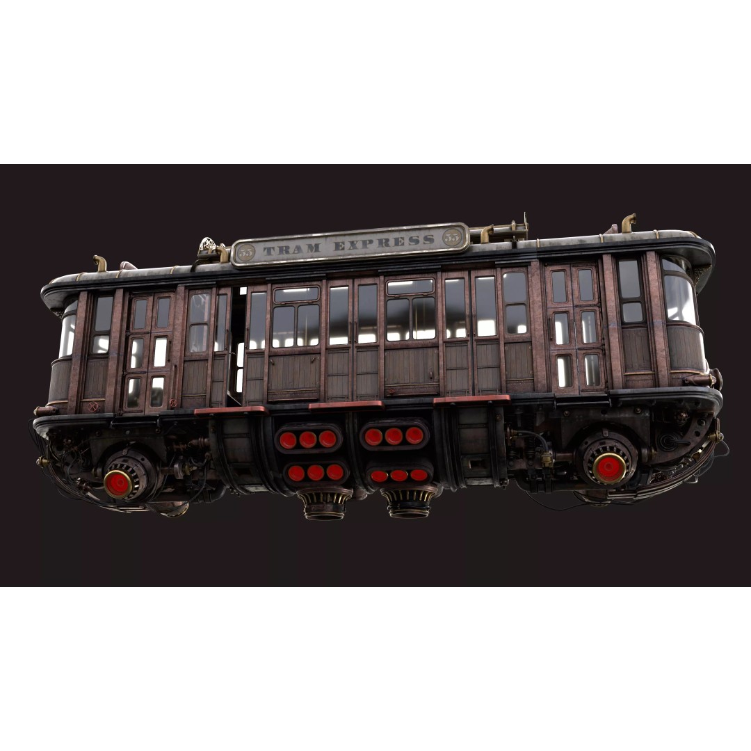 Fly Fantastic Train 3D Model – High Poly PBR Transport Asset, FBX, OBJ - View 9