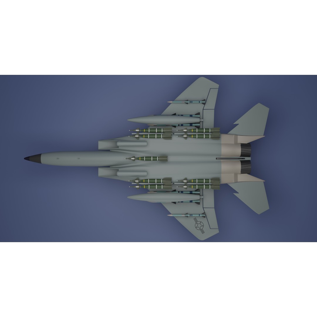 McDonnell Douglas F-15E Strike Eagle 3D Model – High Poly Game Asset, FBX - View 14