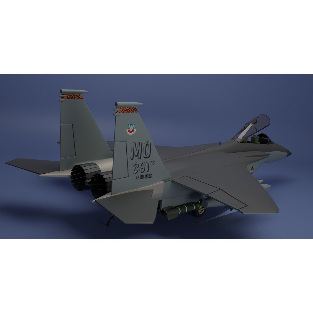 McDonnell Douglas F-15E Strike Eagle 3D Model – High Poly Game Asset, FBX - View 4