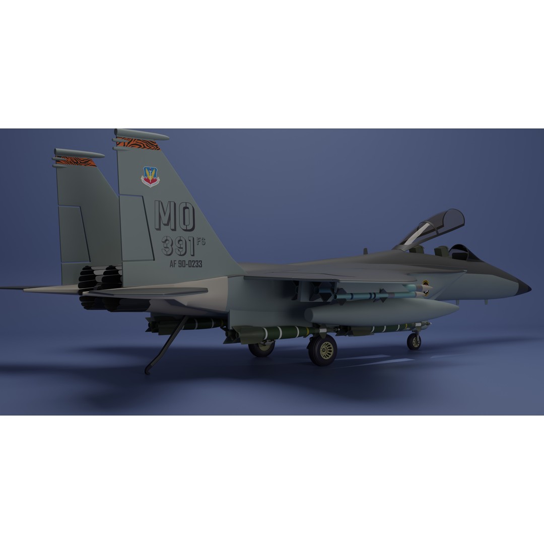 McDonnell Douglas F-15E Strike Eagle 3D Model – High Poly Game Asset, FBX - View 5