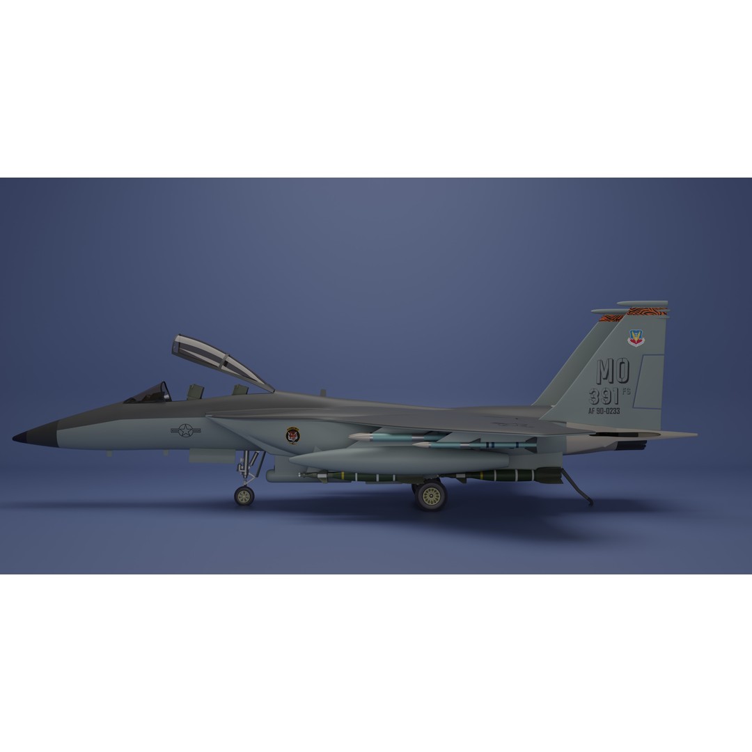 McDonnell Douglas F-15E Strike Eagle 3D Model – High Poly Game Asset, FBX - View 8