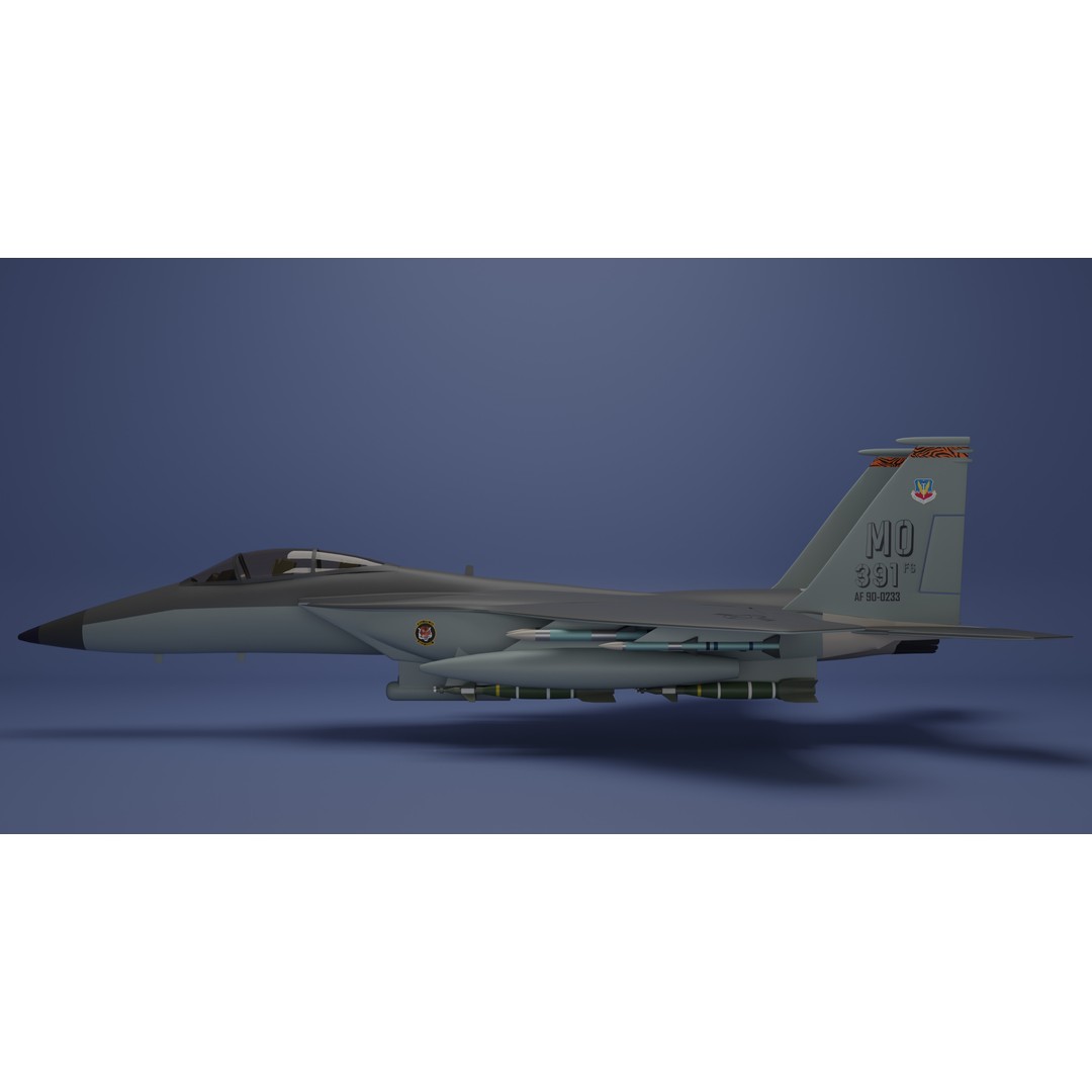 McDonnell Douglas F-15E Strike Eagle 3D Model – High Poly Game Asset, FBX - View 9