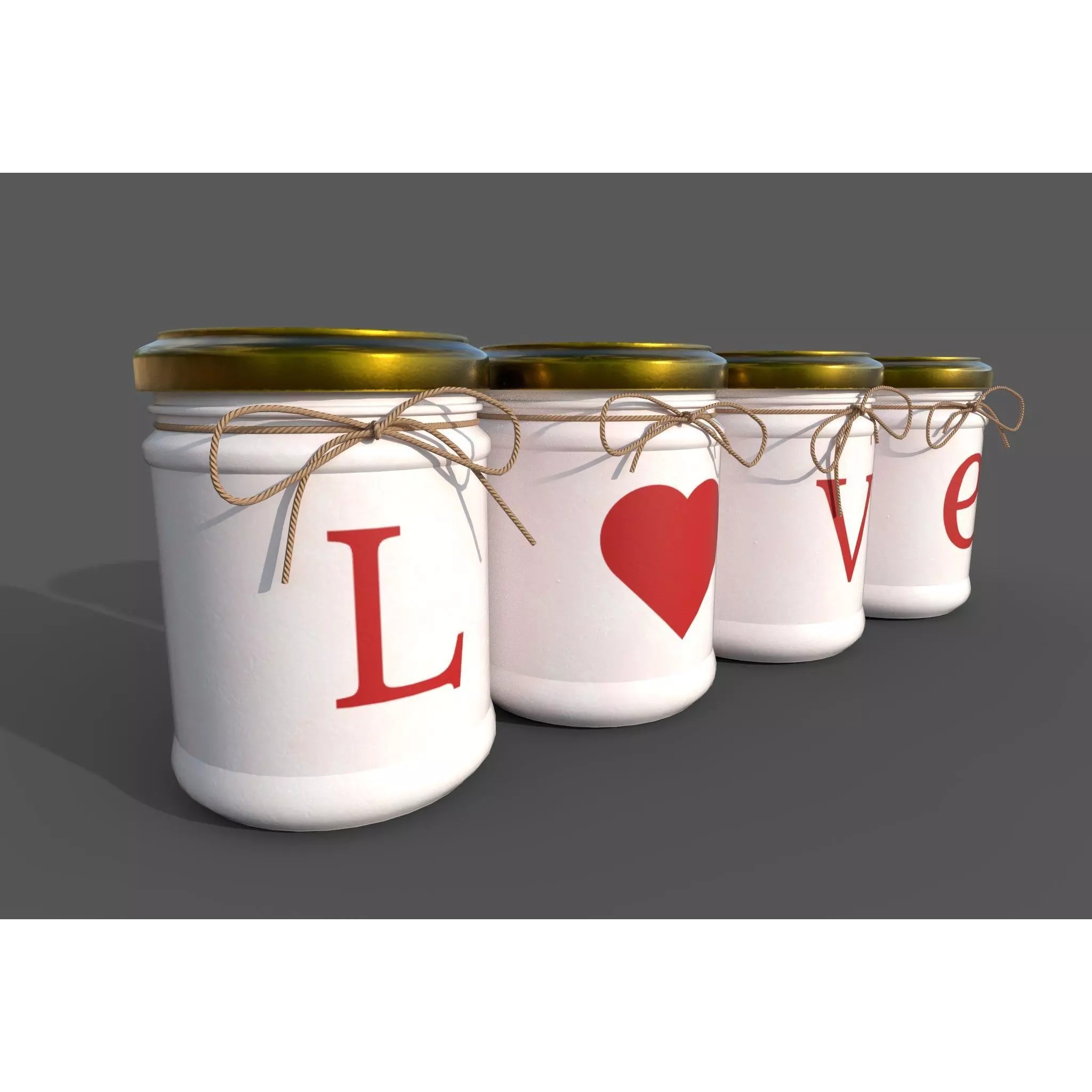 Jars L-O-V-E - PBR Game-Ready 3D Model - View 2