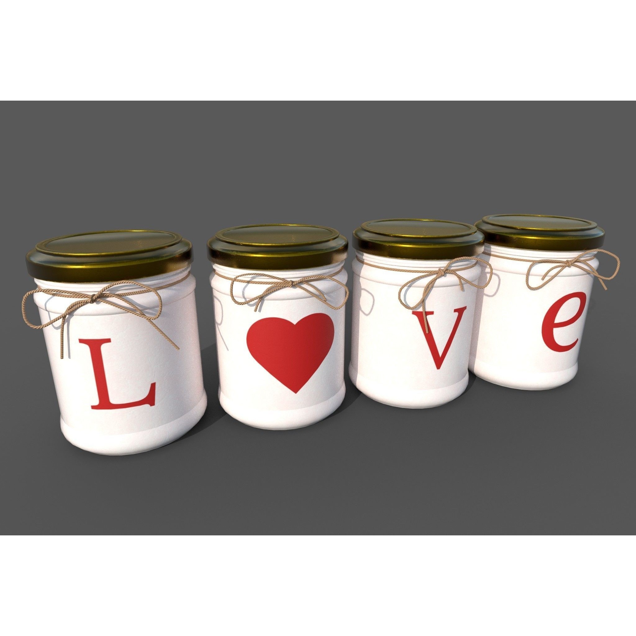 Jars L-O-V-E - PBR Game-Ready 3D Model - View 3