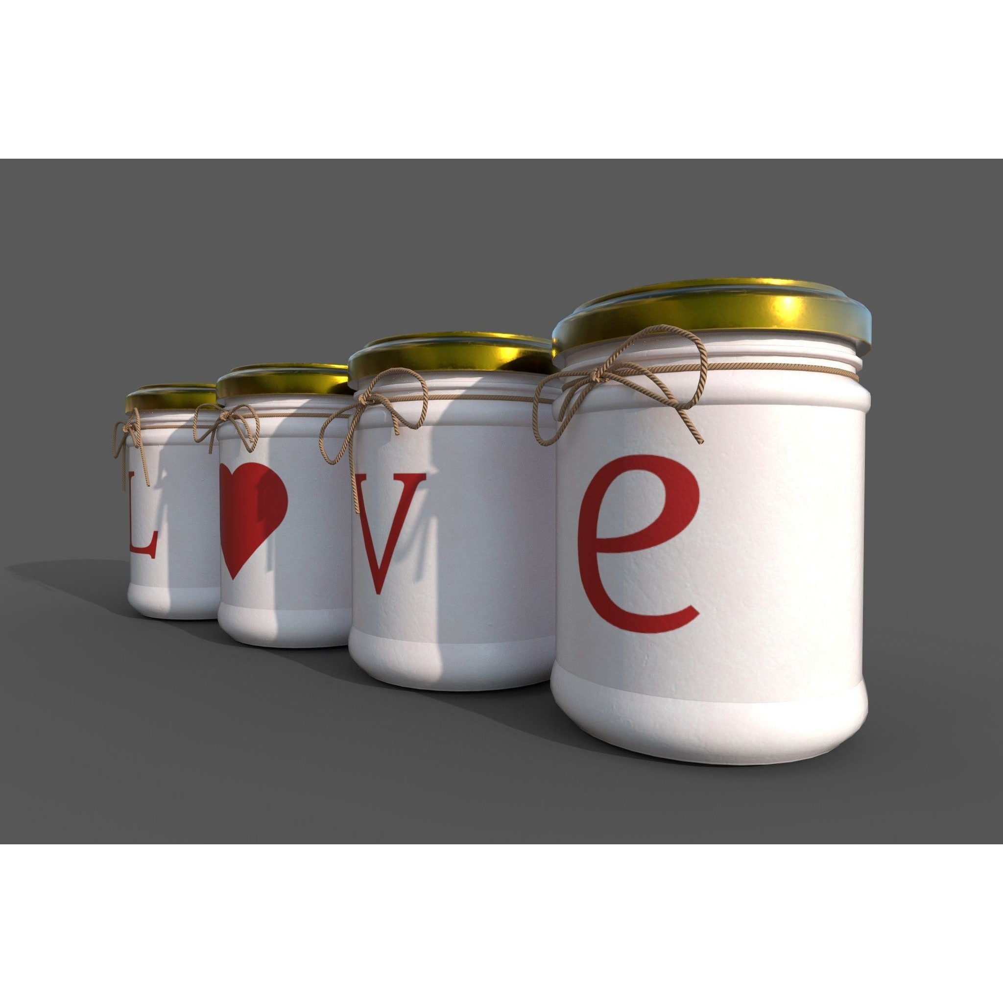Jars L-O-V-E - PBR Game-Ready 3D Model - View 4
