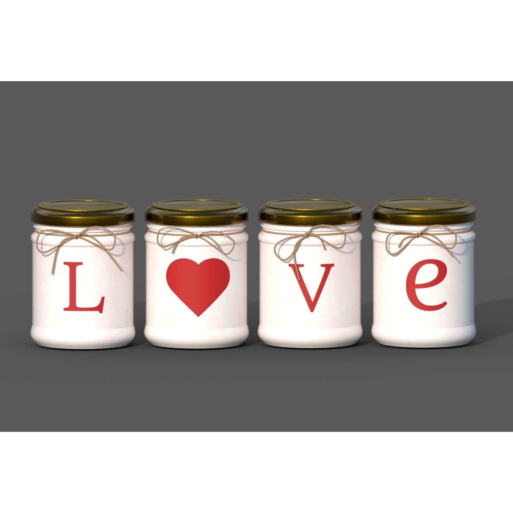 Jars L-O-V-E - PBR Game-Ready 3D Model - View 9