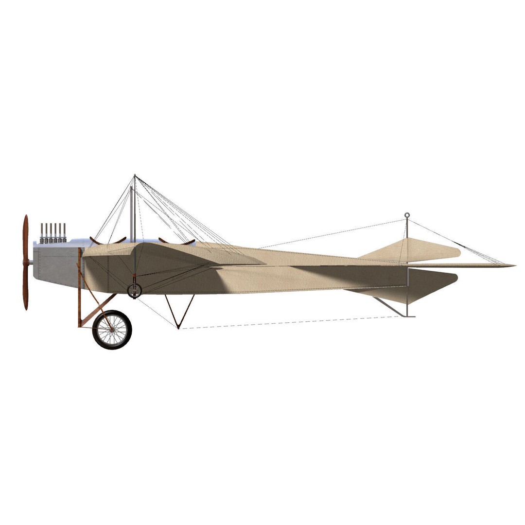 Etrich Taube 3D Model – Historic Aircraft, High Poly, FBX - View 10
