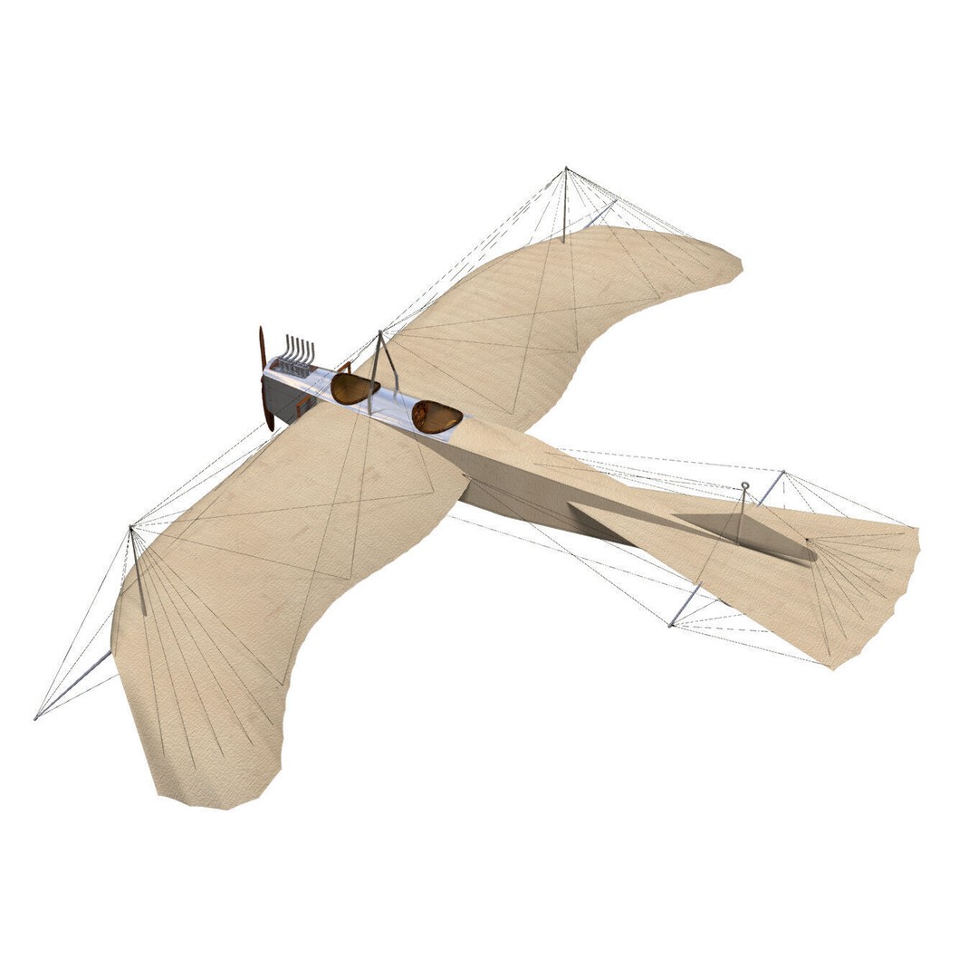 Etrich Taube 3D Model – Historic Aircraft, High Poly, FBX - View 3
