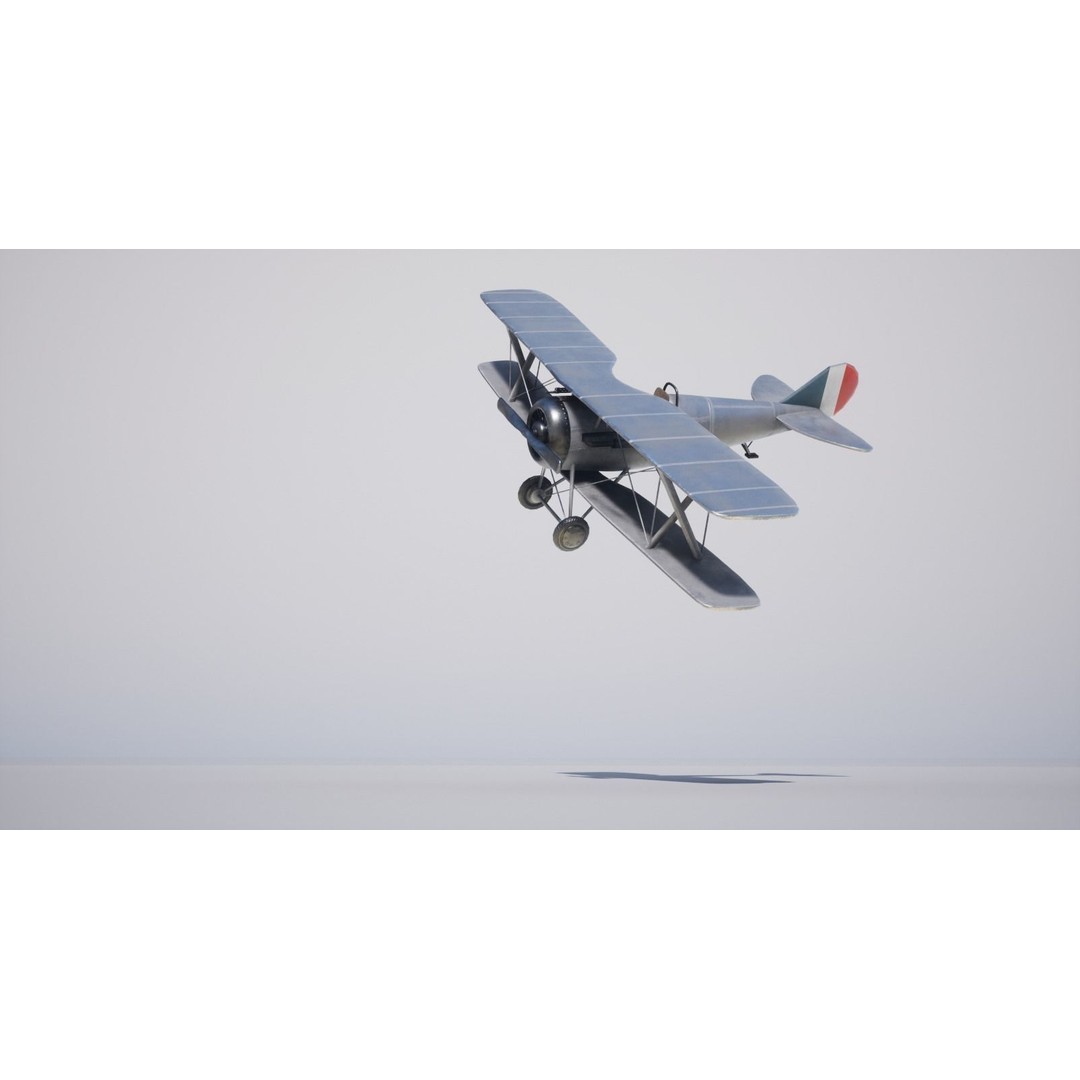 Military Biplane 3D Model – Low Poly Game Asset, FBX & OBJ Formats