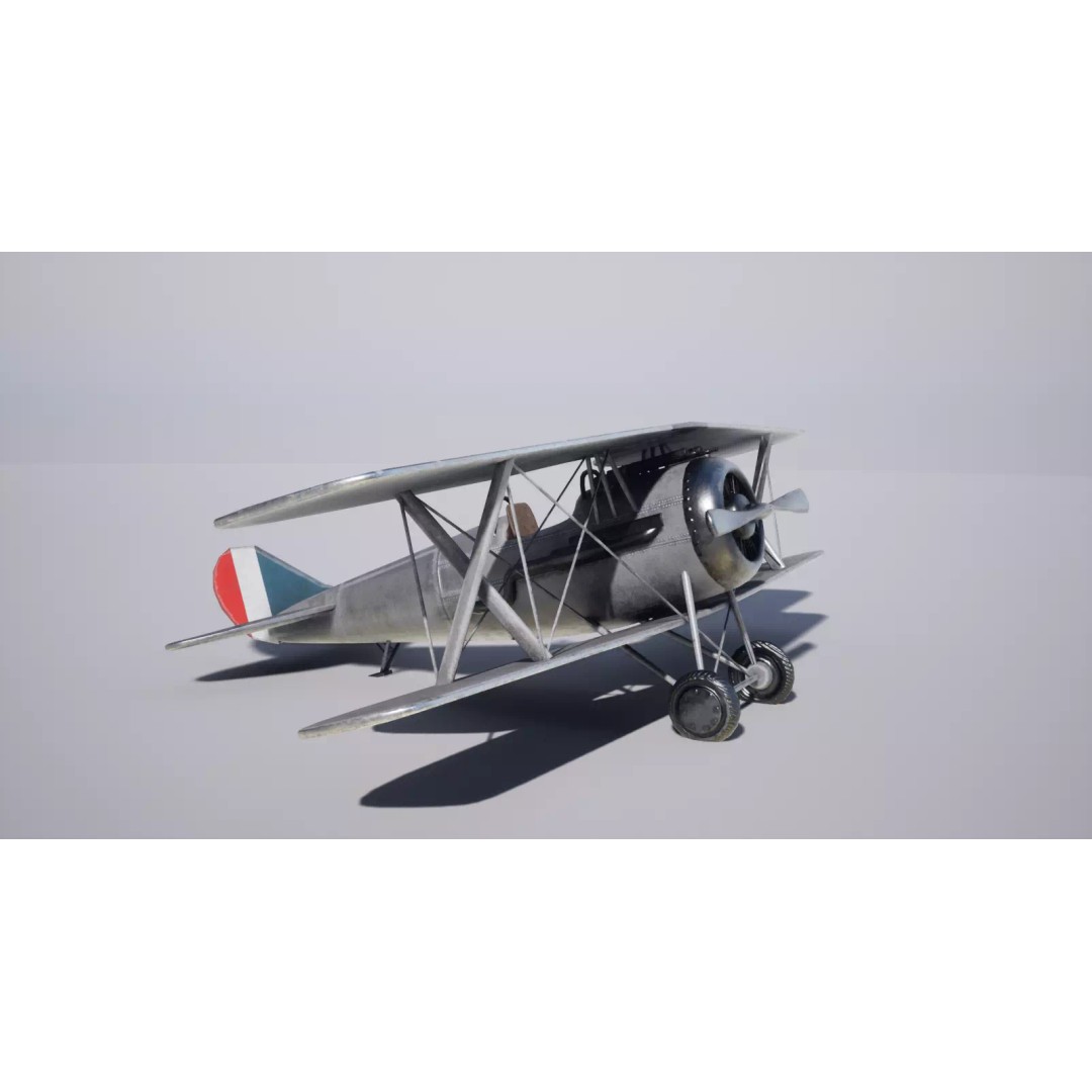 Military Biplane 3D Model – Low Poly Game Asset, FBX & OBJ Formats - View 2