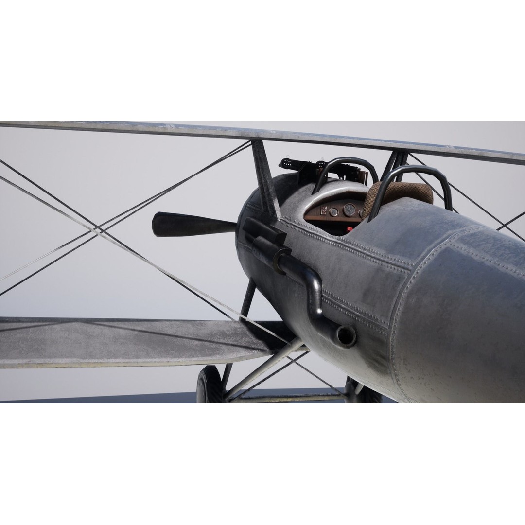 Military Biplane 3D Model – Low Poly Game Asset, FBX & OBJ Formats - View 4