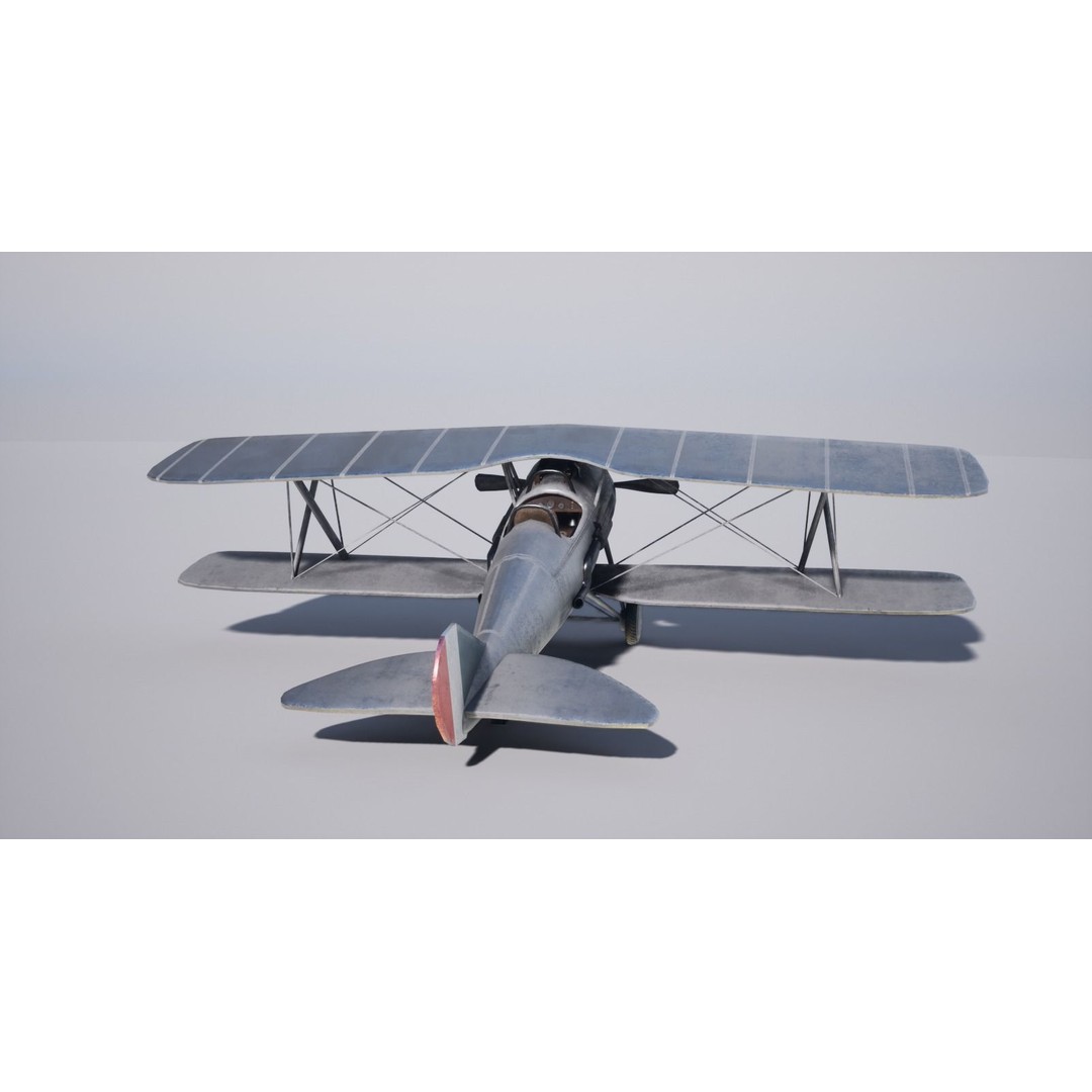 Military Biplane 3D Model – Low Poly Game Asset, FBX & OBJ Formats - View 5
