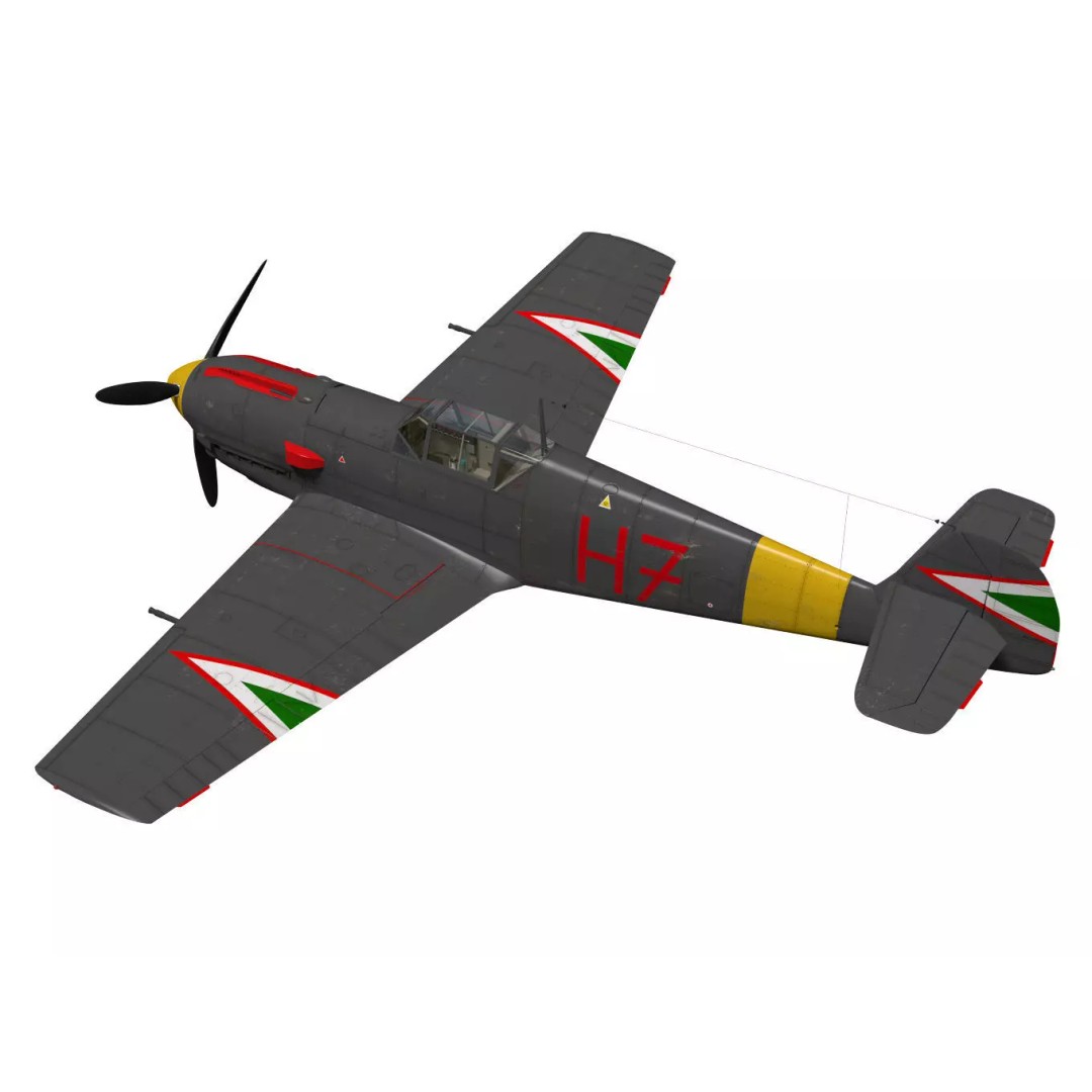 Messerschmitt Bf 109 E4 3D Model – High Poly WWII Fighter Aircraft, FBX - View 3