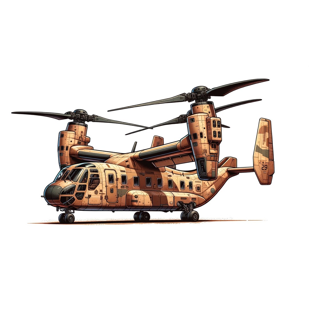 Tiltrotor Aircraft 3D Model – Military Aircraft with PBR Textures, FBX