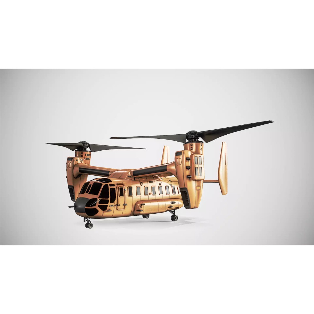 Tiltrotor Aircraft 3D Model – Military Aircraft with PBR Textures, FBX - View 2