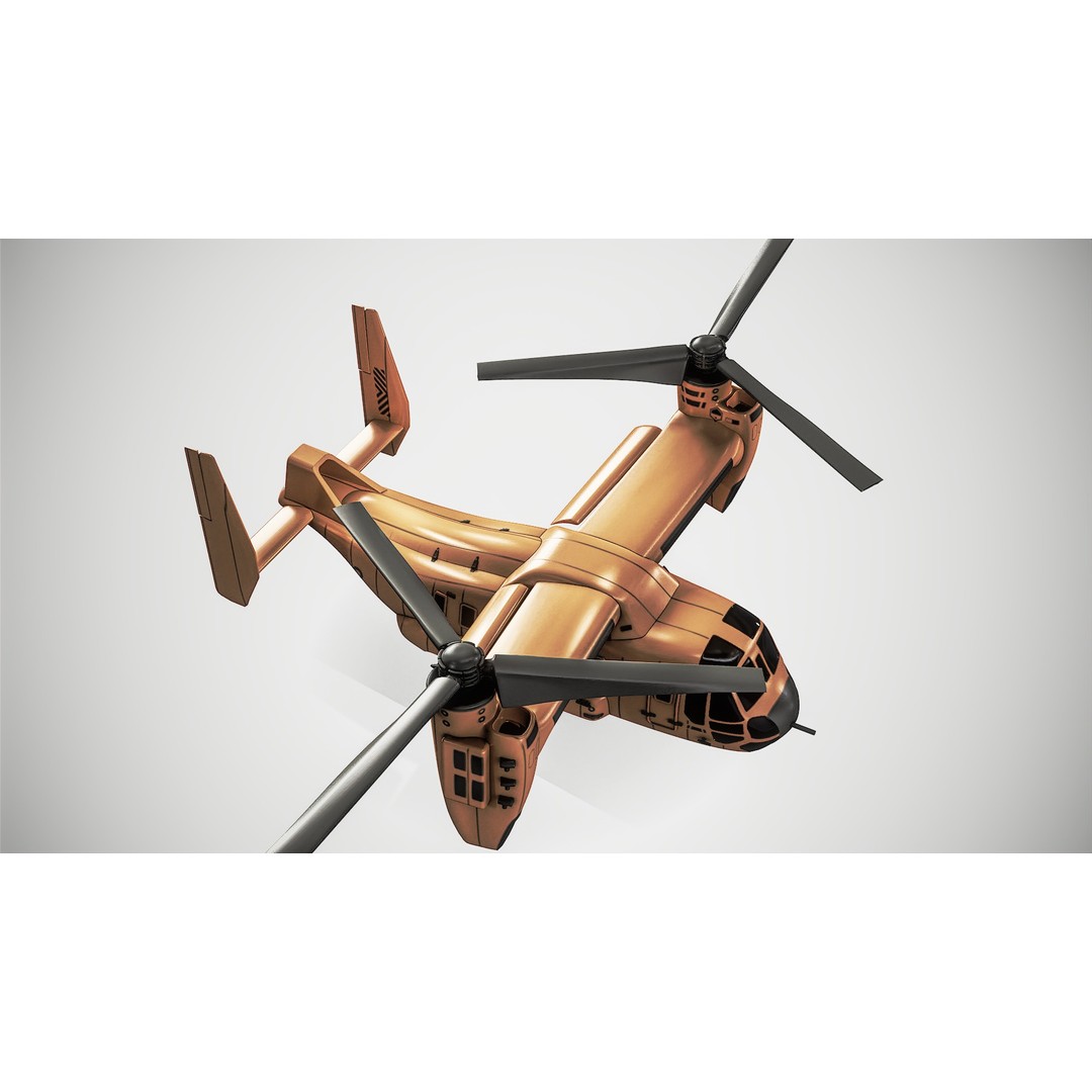Tiltrotor Aircraft 3D Model – Military Aircraft with PBR Textures, FBX - View 3
