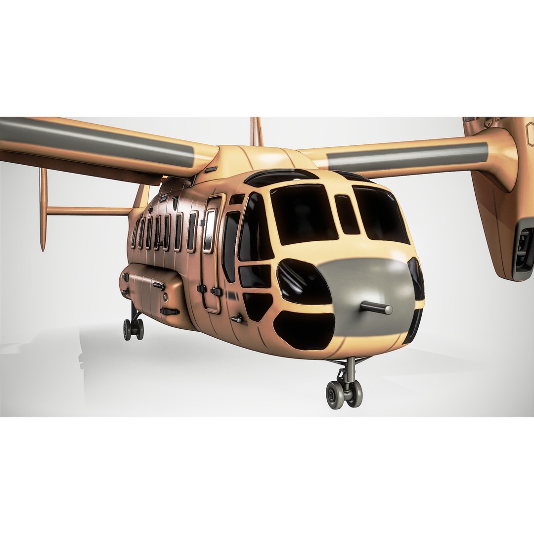 Tiltrotor Aircraft 3D Model – Military Aircraft with PBR Textures, FBX - View 5