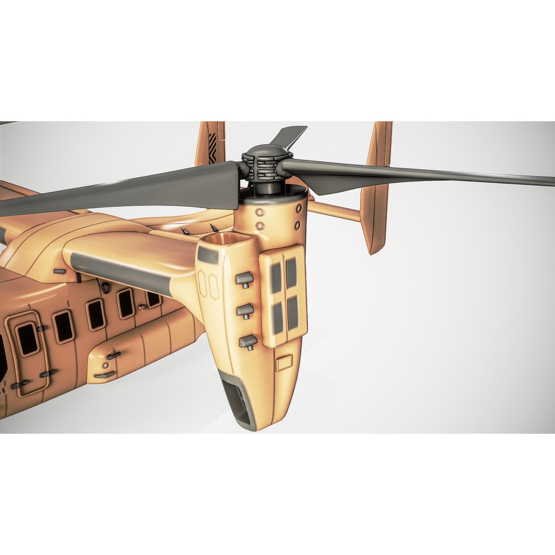 Tiltrotor Aircraft 3D Model – Military Aircraft with PBR Textures, FBX - View 6