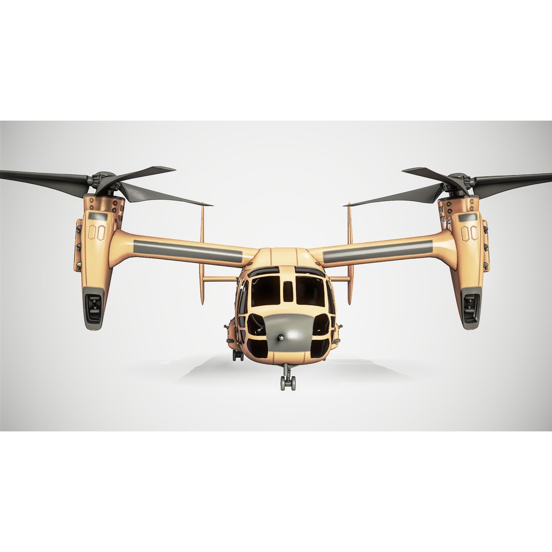 Tiltrotor Aircraft 3D Model – Military Aircraft with PBR Textures, FBX - View 7