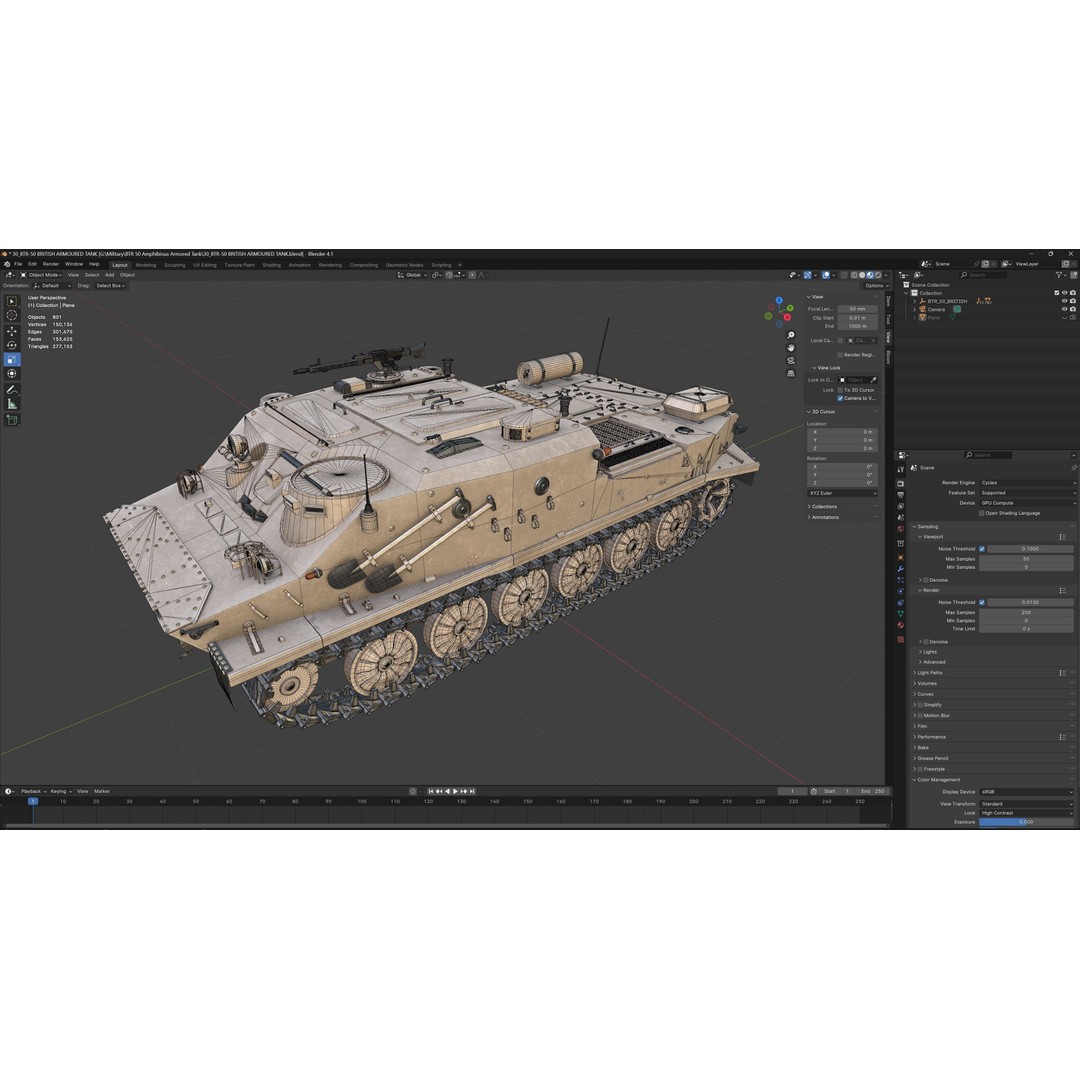 BTR 50 Amphibious Armored Tank 3D Model – Low Poly PBR Game Asset, FBX