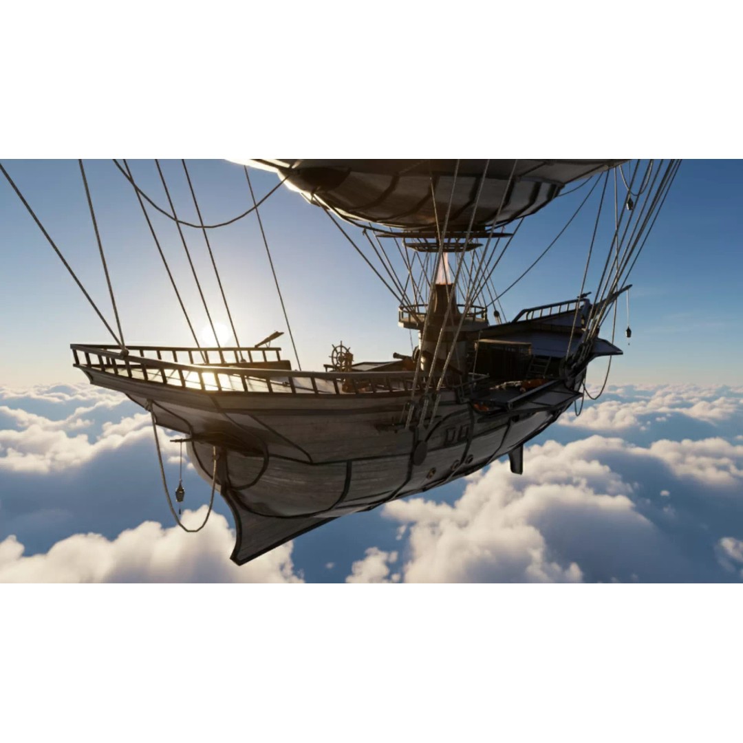 Steampunk Airship 3D Model – Premium Low-Poly Game Asset, FBX - View 11