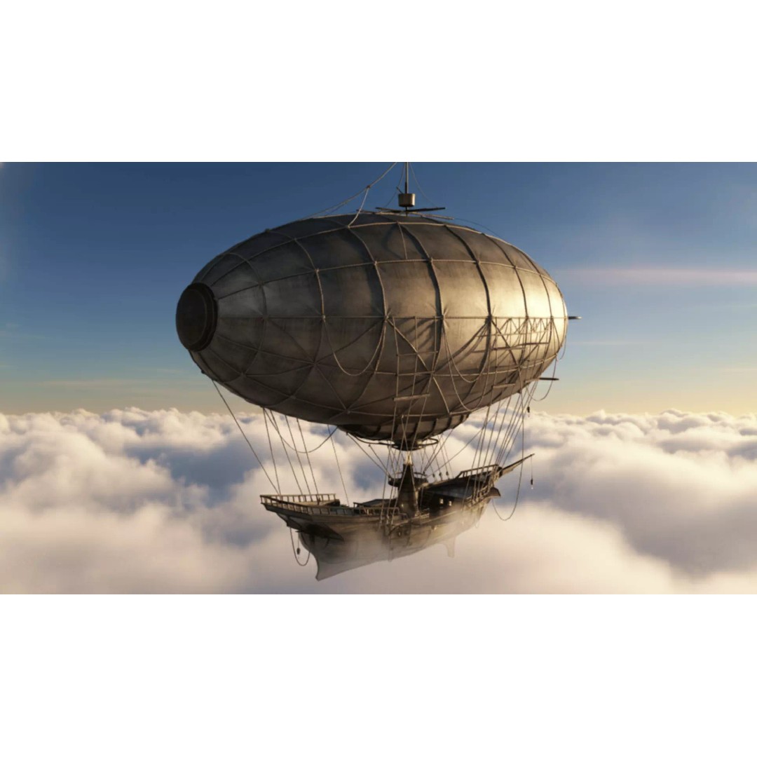 Steampunk Airship 3D Model – Premium Low-Poly Game Asset, FBX - View 14