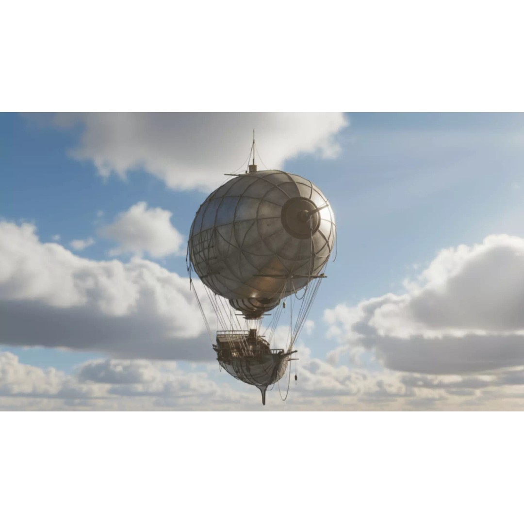 Steampunk Airship 3D Model – Premium Low-Poly Game Asset, FBX - View 15
