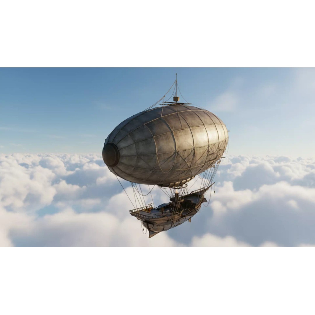 Steampunk Airship 3D Model – Premium Low-Poly Game Asset, FBX - View 5