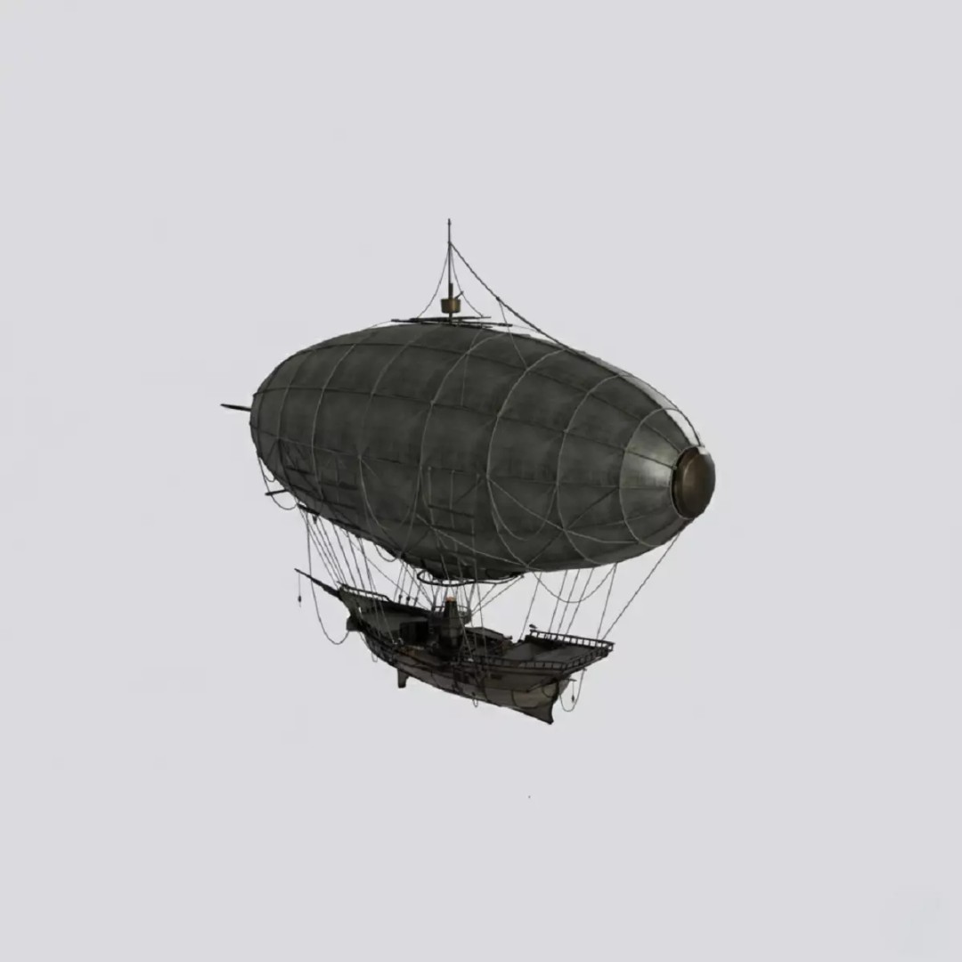 Steampunk Airship 3D Model – Premium Low-Poly Game Asset, FBX - View 6