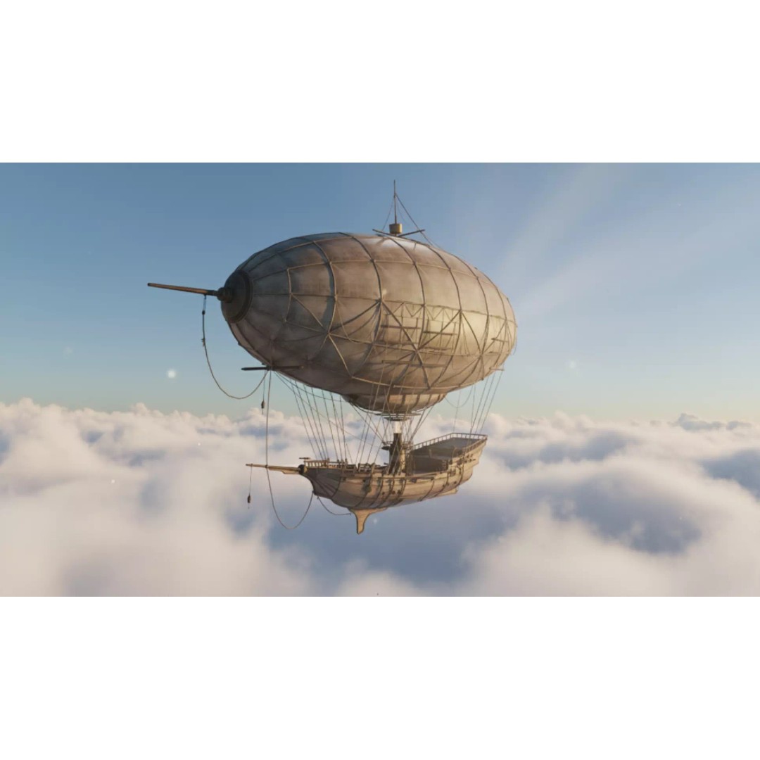 Steampunk Airship 3D Model – Premium Low-Poly Game Asset, FBX - View 9