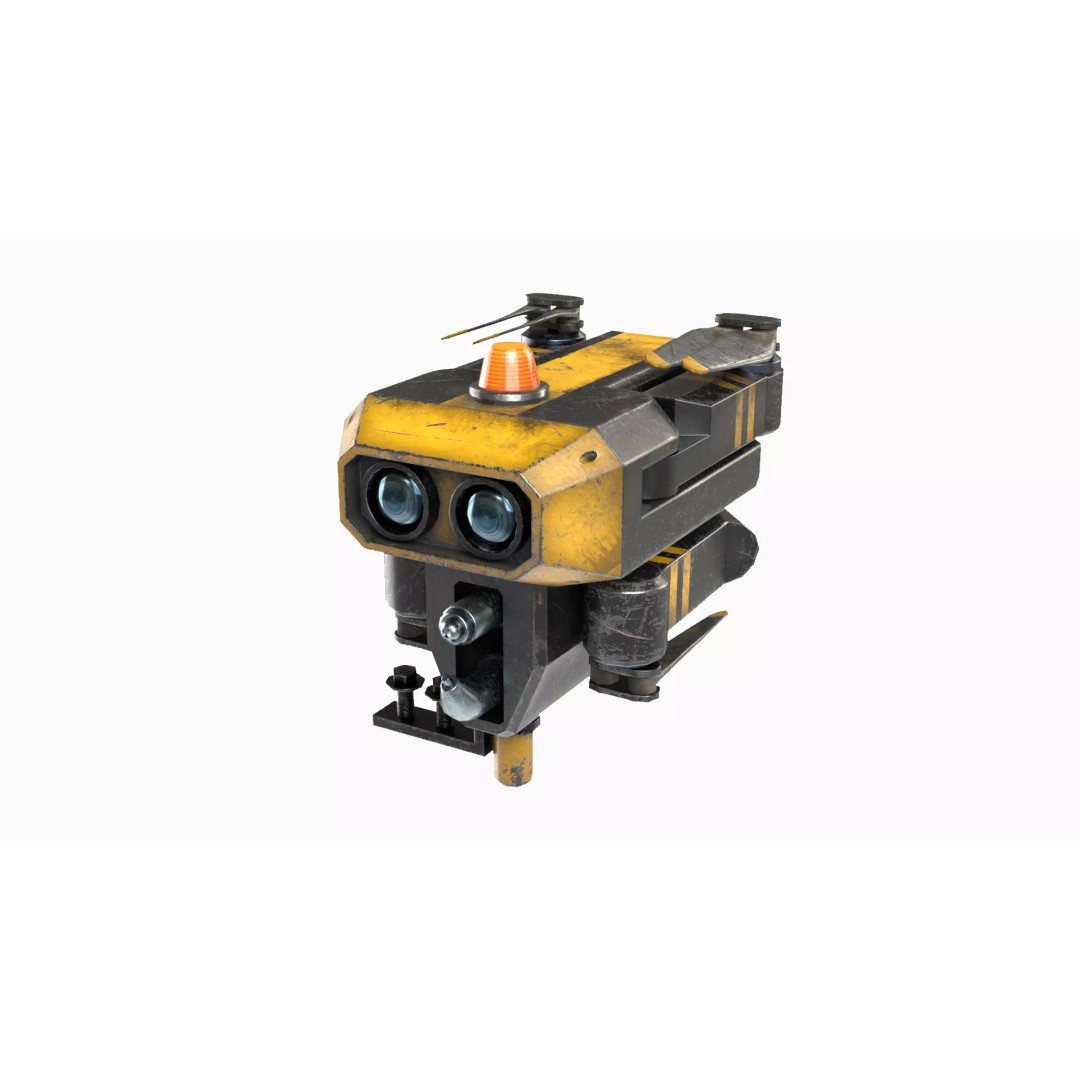 Repair Drone 3D Model – Low Poly Game Asset, FBX, Blender - View 2