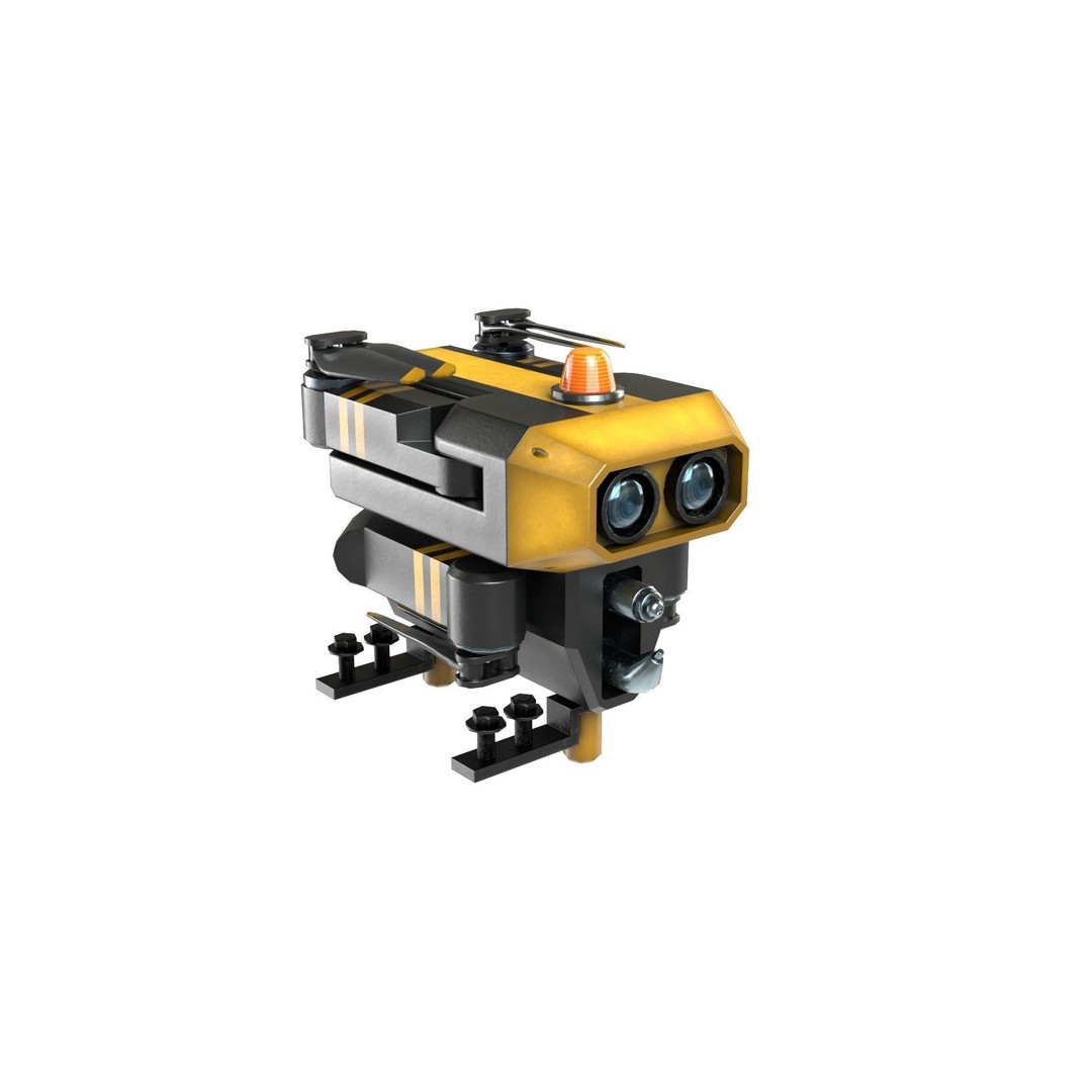 Repair Drone 3D Model – Low Poly Game Asset, FBX, Blender - View 4