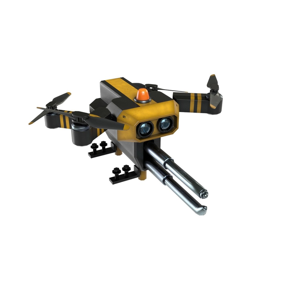 Repair Drone 3D Model – Low Poly Game Asset, FBX, Blender - View 6