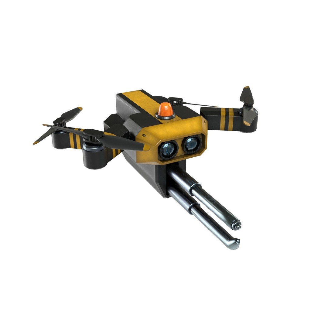 Repair Drone 3D Model – Low Poly Game Asset, FBX, Blender - View 7