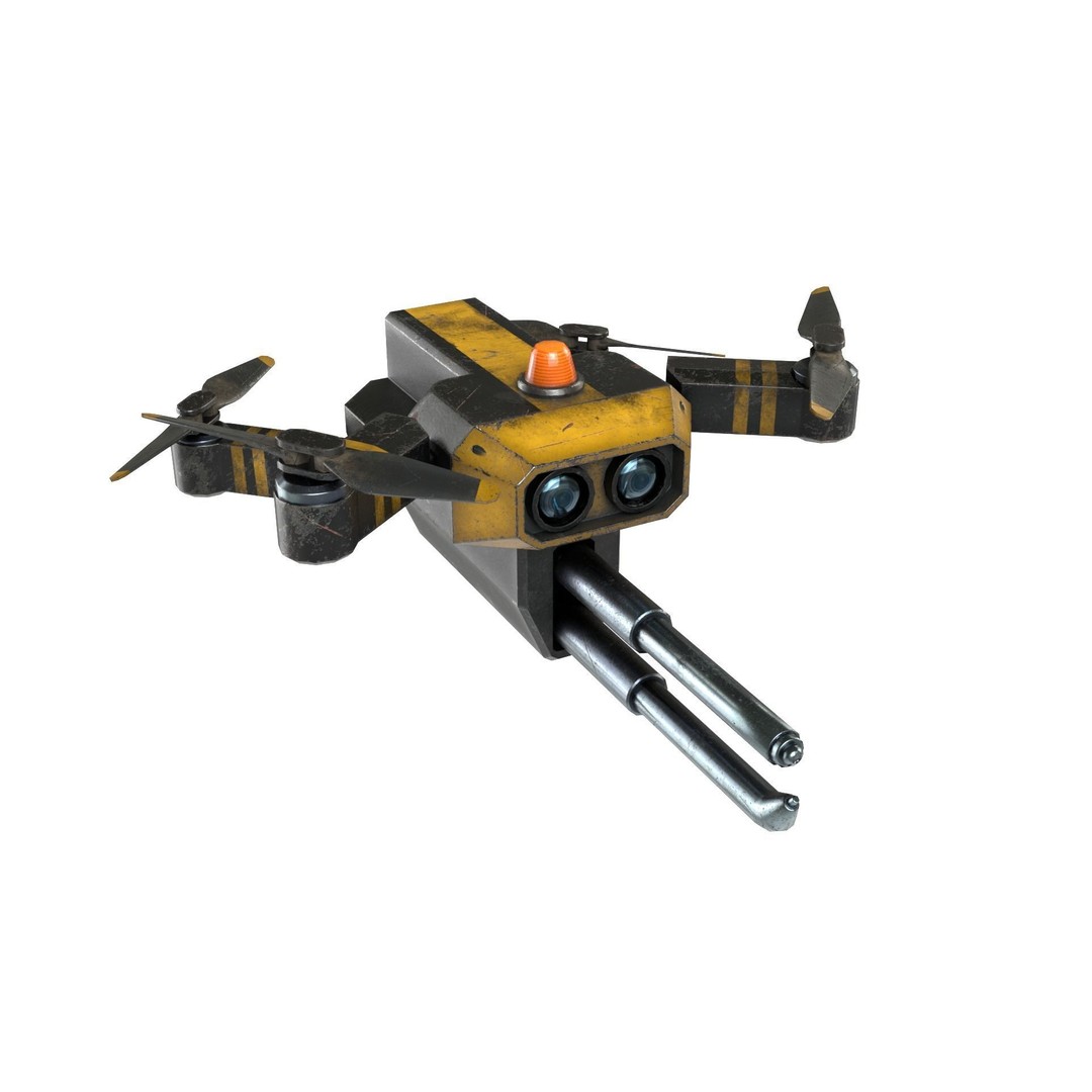 Repair Drone 3D Model – Low Poly Game Asset, FBX, Blender - View 8