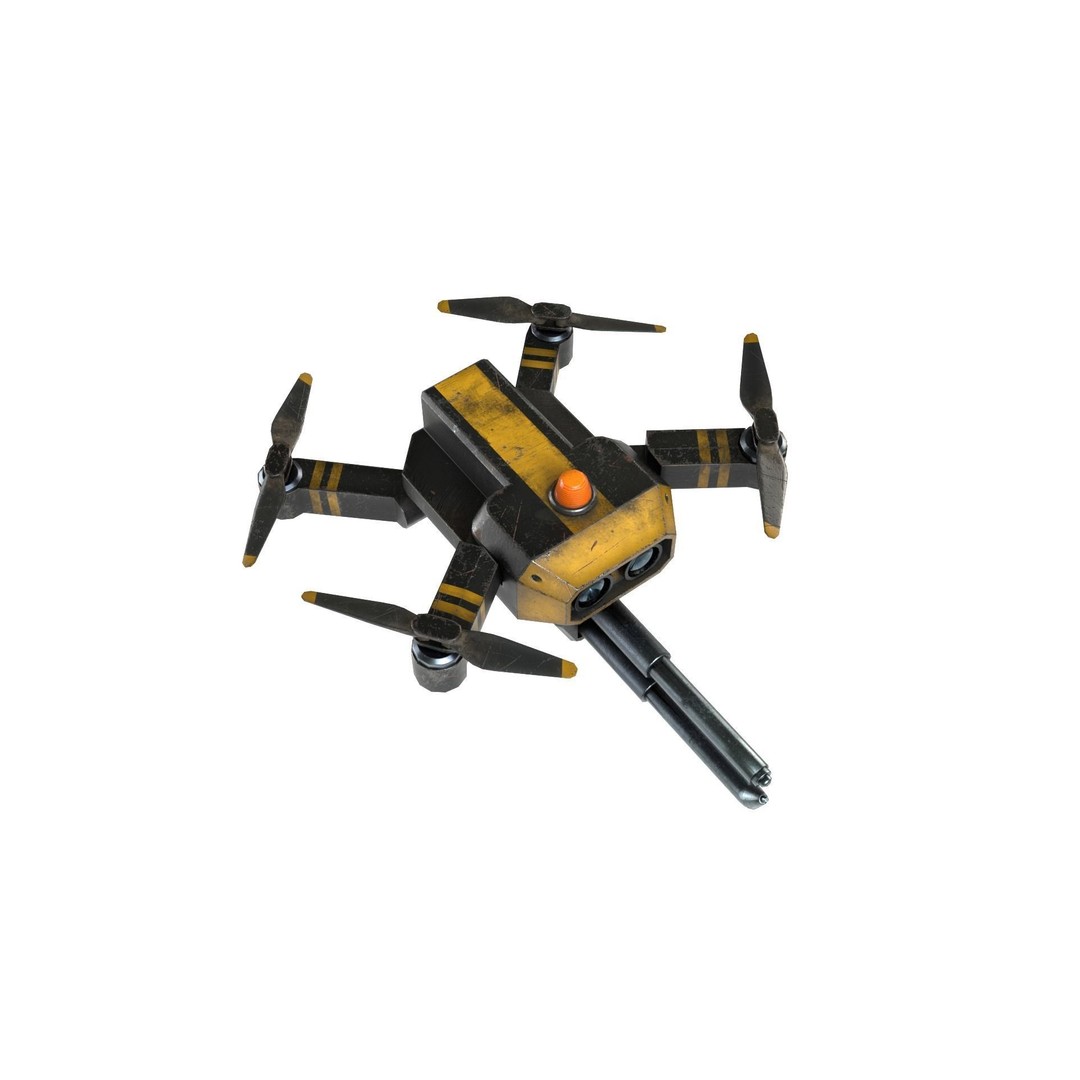 Repair Drone 3D Model – Low Poly Game Asset, FBX, Blender - View 9