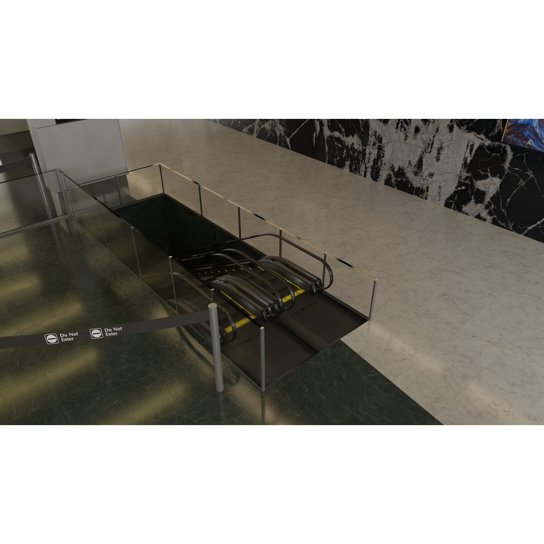 Airport Interior Scene 3D Model – Low Poly PBR Asset, FBX, OBJ - View 8
