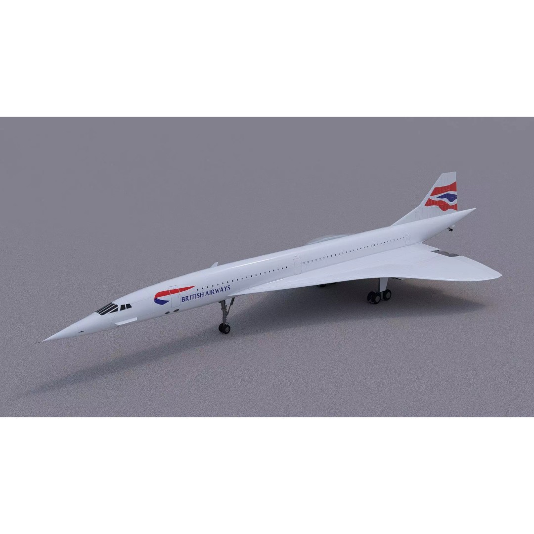 Concorde 3D Model – High Poly Aircraft with Multiple Templates, FBX - View 4