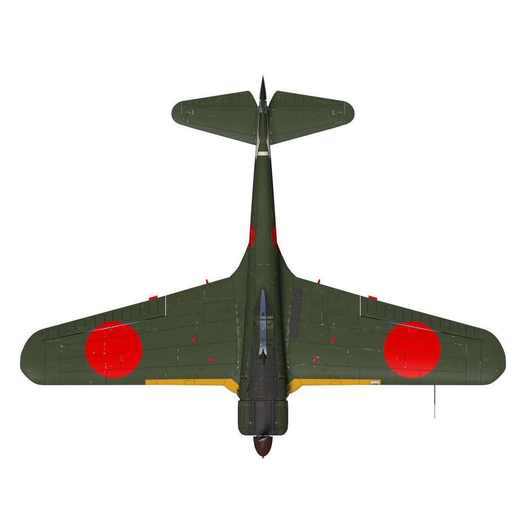 Ki-43 Hayabusa 3D Model – High Poly Military Aircraft, FBX - View 14