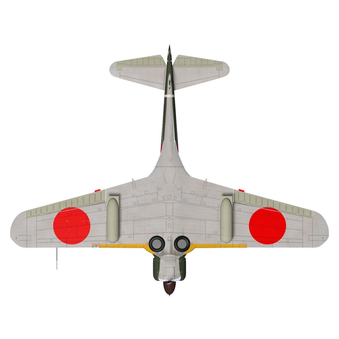 Ki-43 Hayabusa 3D Model – High Poly Military Aircraft, FBX - View 15