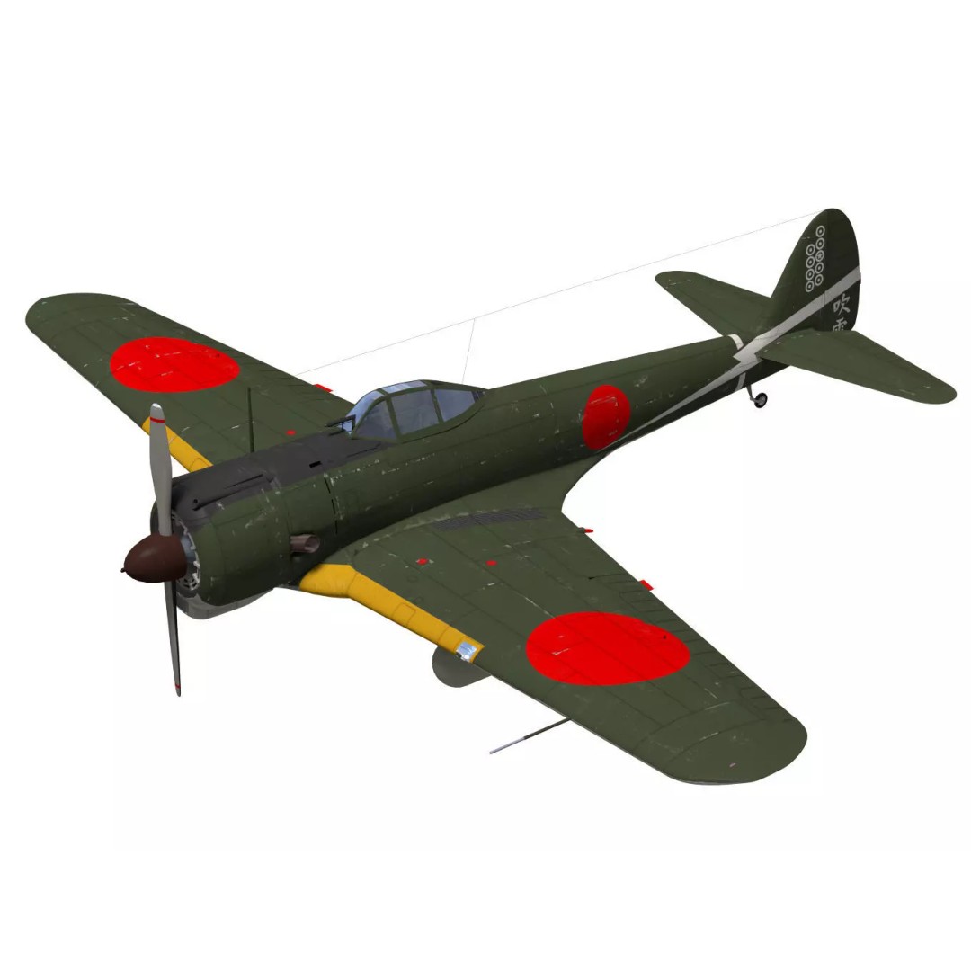 Ki-43 Hayabusa 3D Model – High Poly Military Aircraft, FBX - View 2