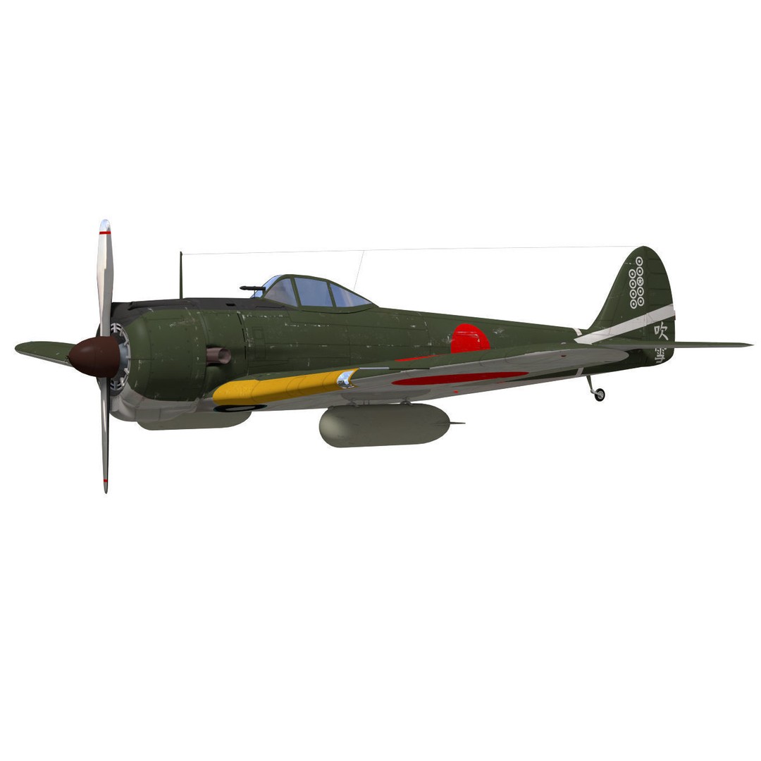 Ki-43 Hayabusa 3D Model – High Poly Military Aircraft, FBX - View 3