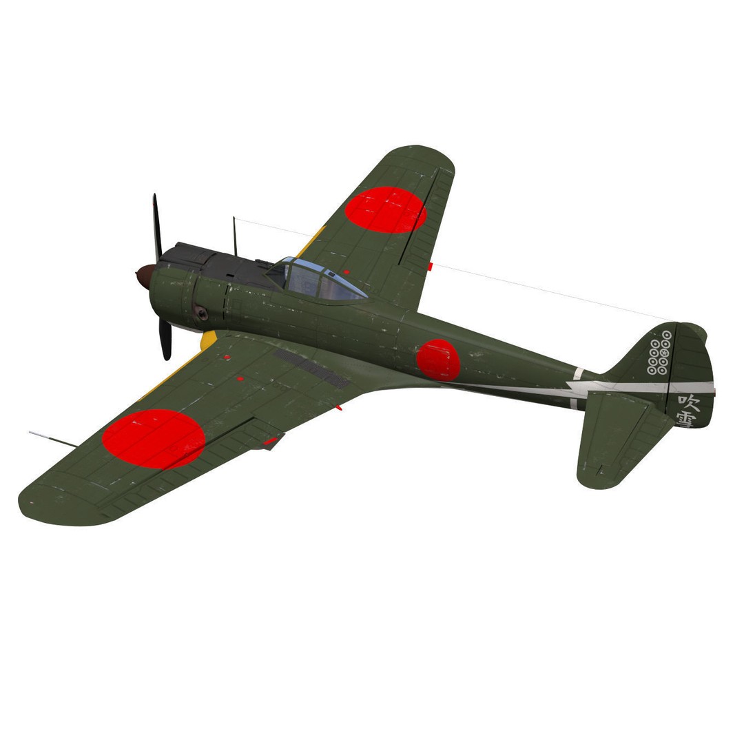 Ki-43 Hayabusa 3D Model – High Poly Military Aircraft, FBX - View 4